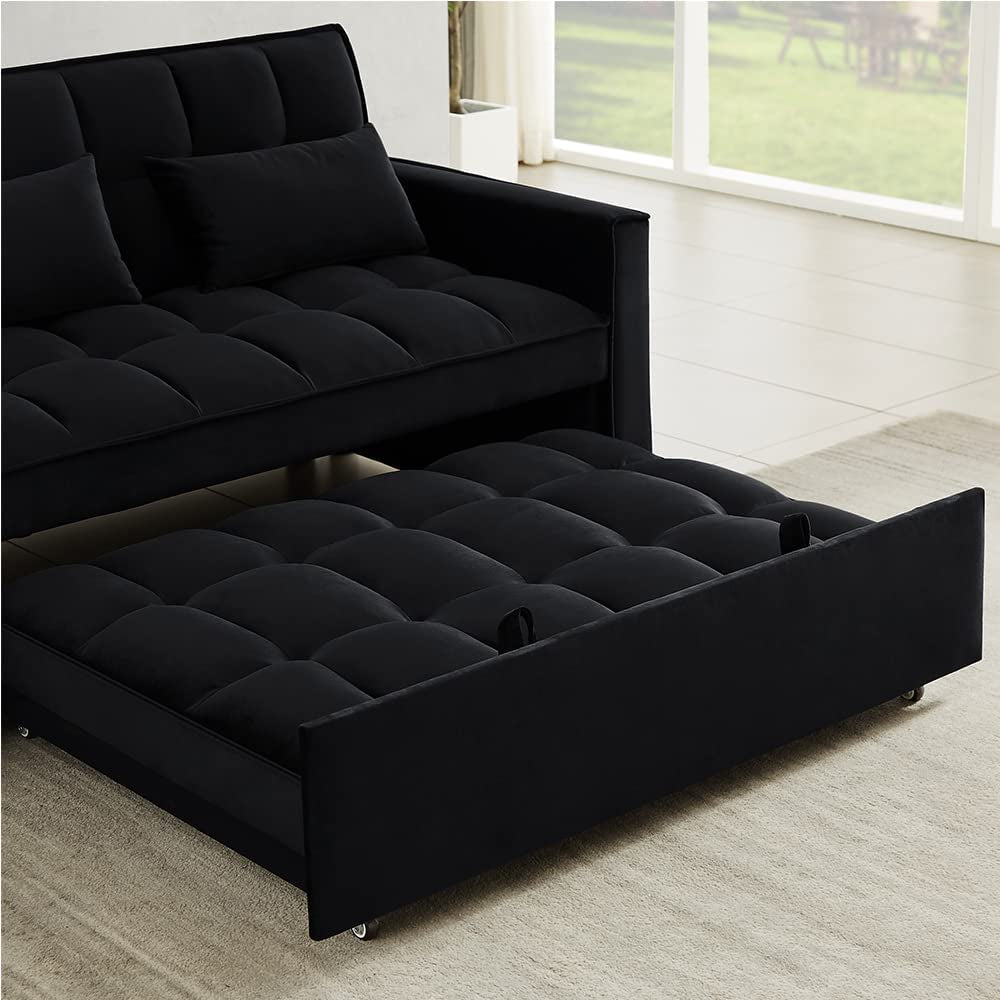 Velvet Sofa Bed With Adjustable Sleeper For Small Spaces