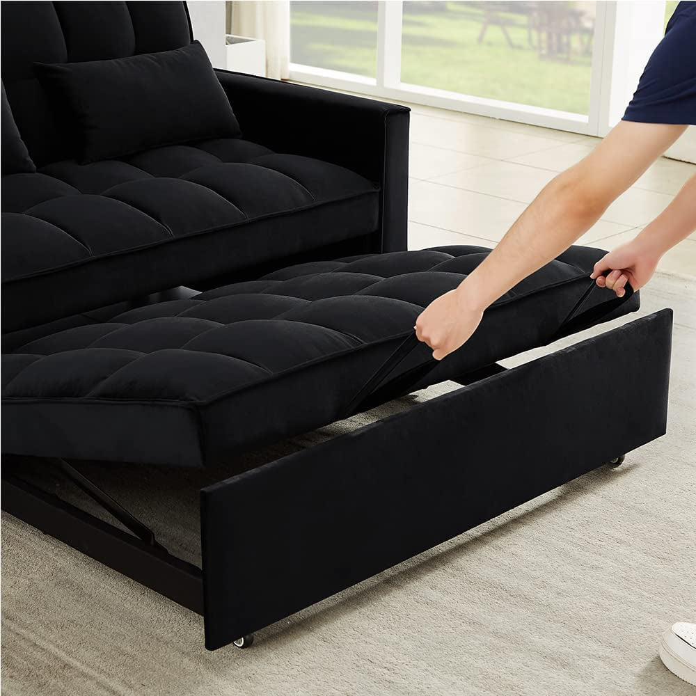 Velvet Sofa Bed With Adjustable Sleeper For Small Spaces