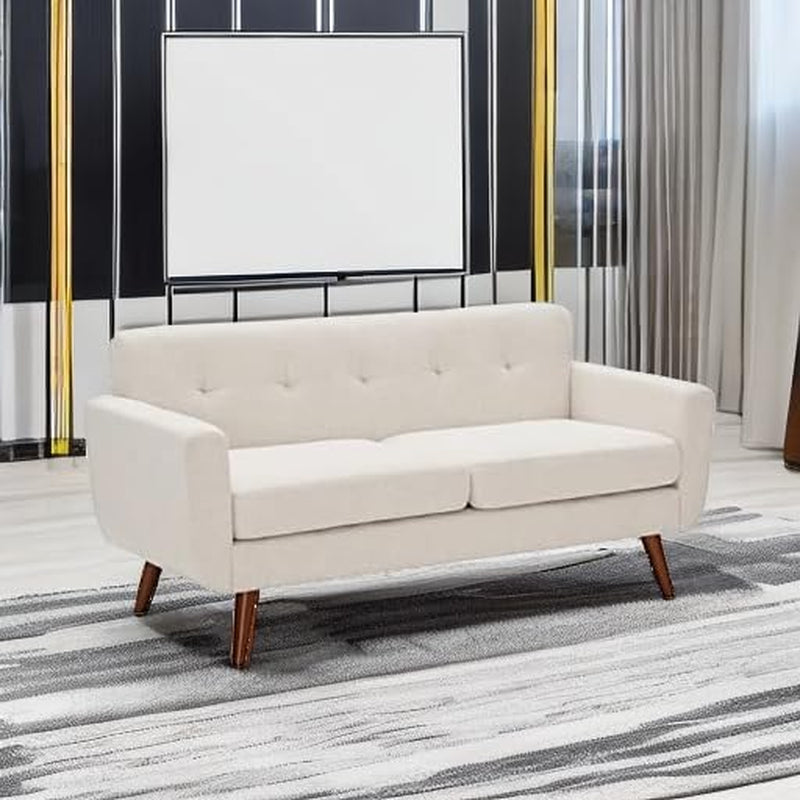 Modern Compact Beige Loveseat For Small Living Rooms