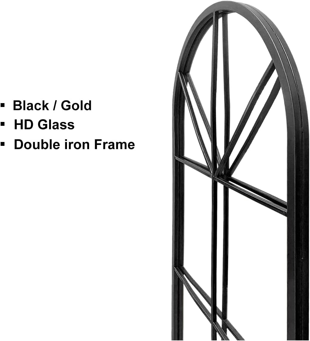 65 By 22 Inch Arched Window Pane Floor Wall Mount Mirror