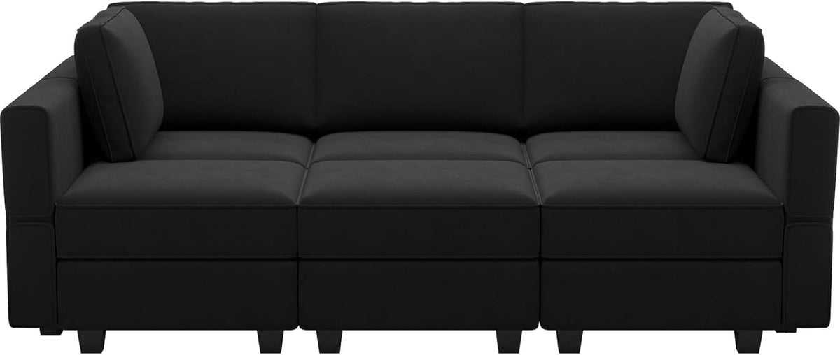 Modular Velvet Sectional Sofa With Chaise and Storage