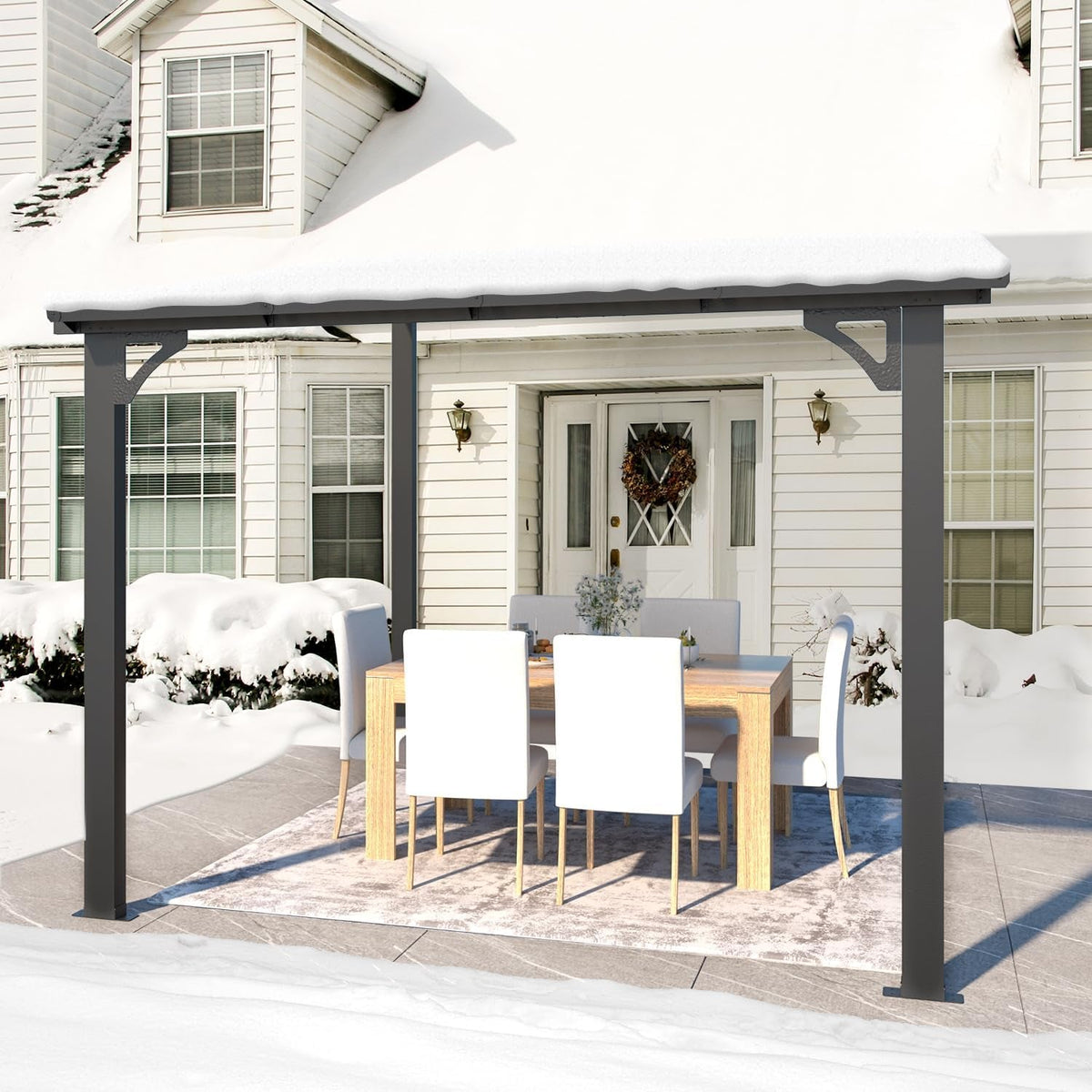 8x8 Waterproof Wall Mounted Lean To Gazebo for Patio