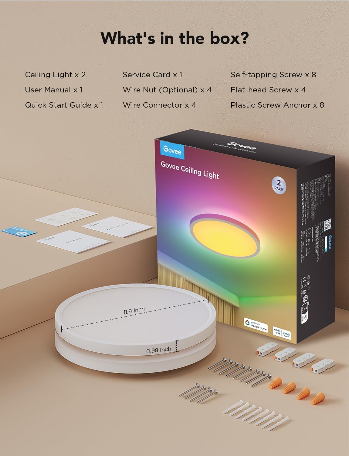 RGBIC Smart Ceiling Light 12 Inch Alexa Compatible