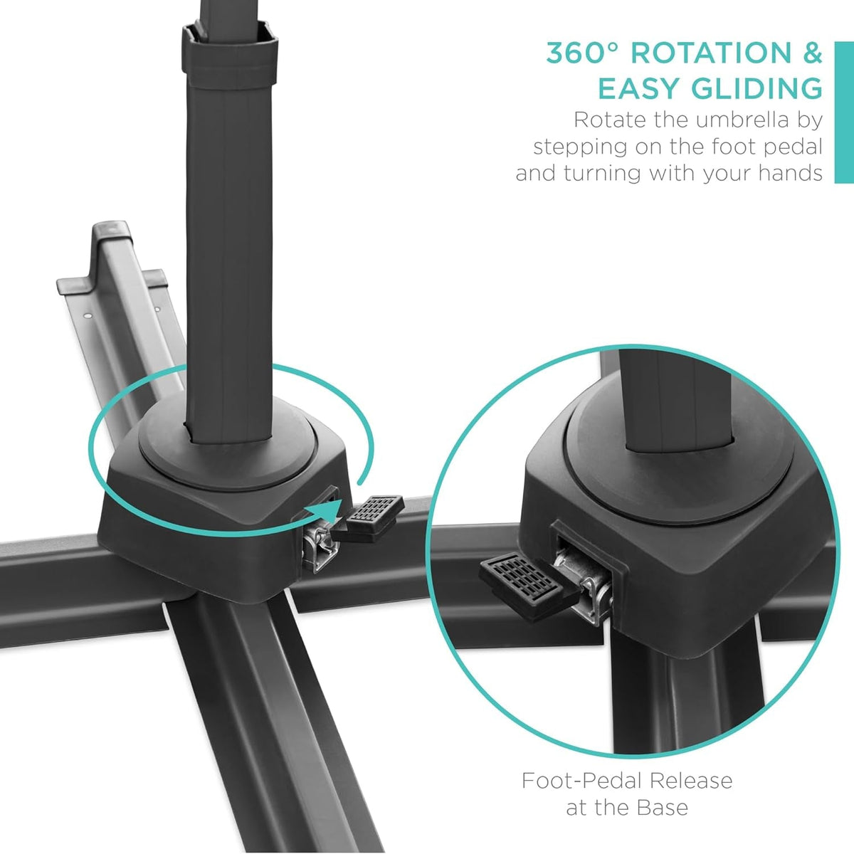 10ft Solar LED Cantilever Patio Umbrella With 360 Degree Rotation And