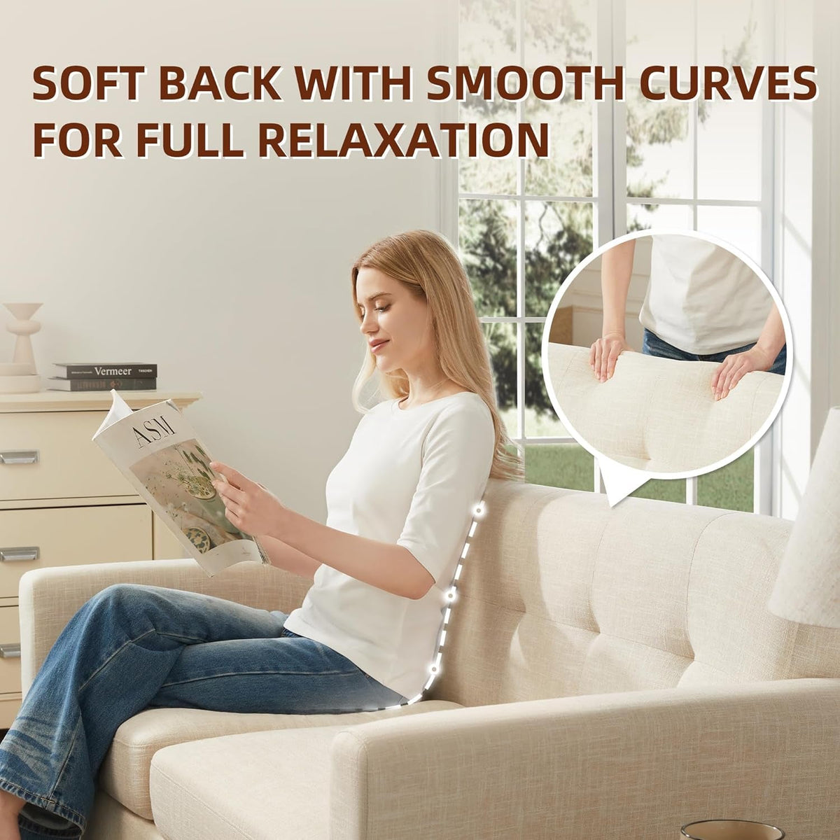 Modern Compact Beige Loveseat For Small Living Rooms