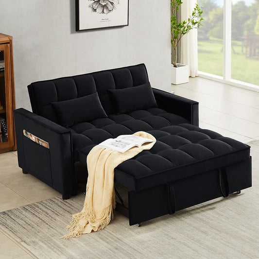 Velvet Sofa Bed With Adjustable Sleeper For Small Spaces