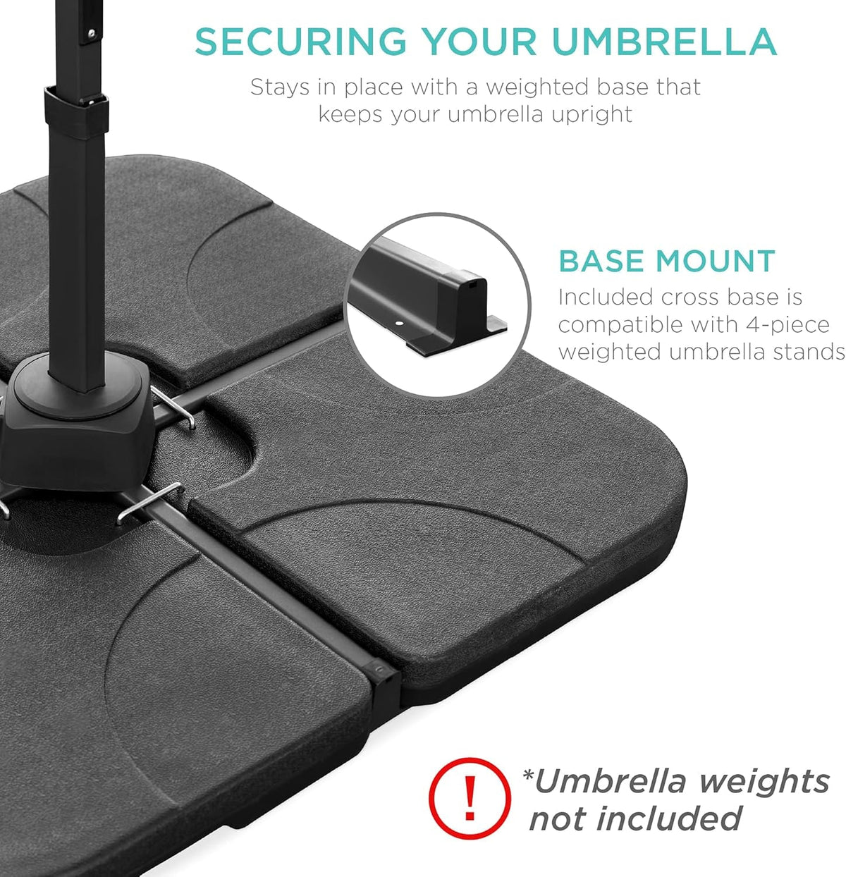 10ft Solar LED Cantilever Patio Umbrella With 360 Degree Rotation And