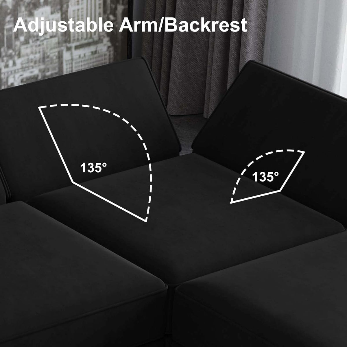 Modular Velvet Sectional Sofa With Chaise and Storage