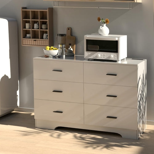White 6 Drawer Dresser With Built In Charging Station