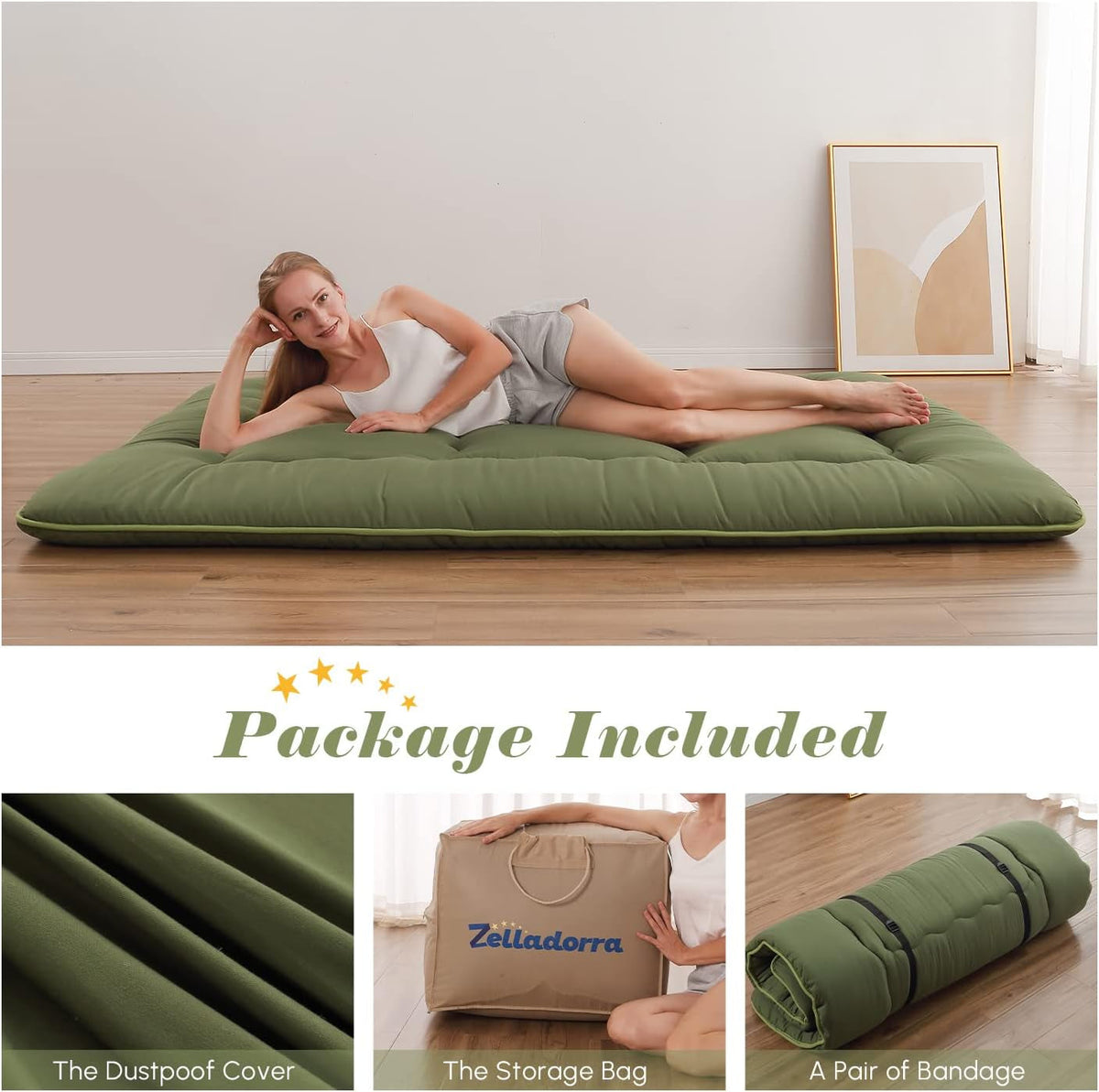 Twin Futon Mattress Portable Thick Roll-Up Floor Comfort