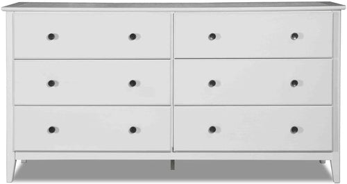 Greenport 6 Drawer Solid Wood Dresser Brushed White