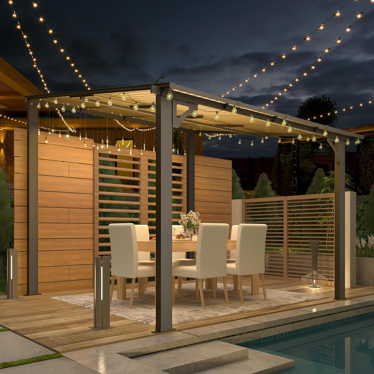 8x8 Waterproof Wall Mounted Lean To Gazebo for Patio
