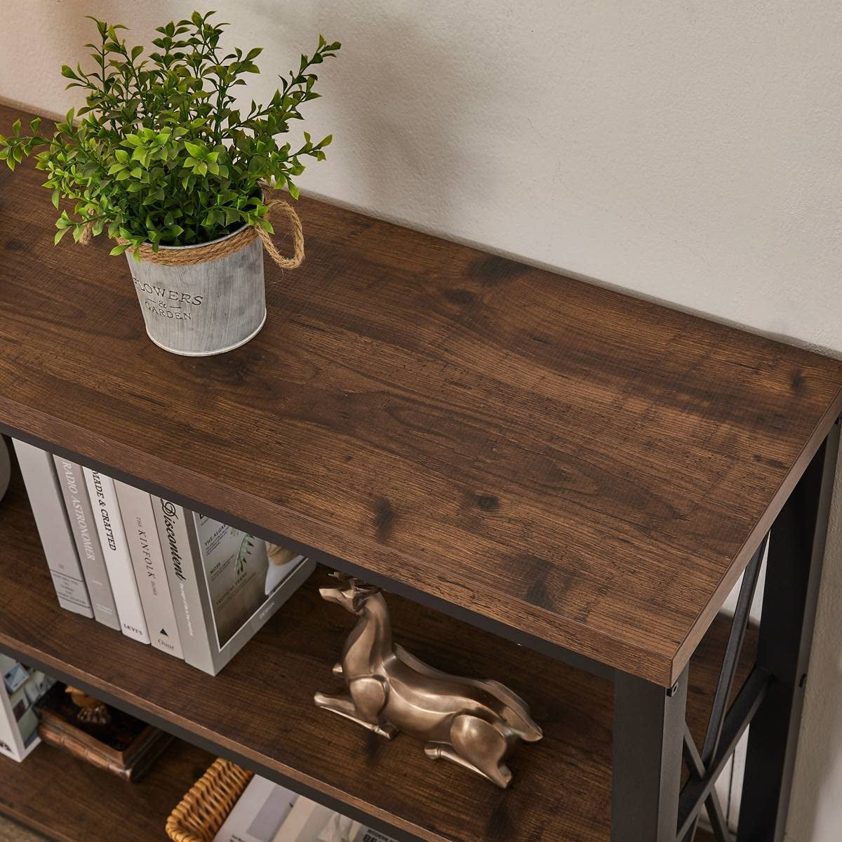 47 Inch Rustic Industrial Sofa Table With 3 Tier Shelves