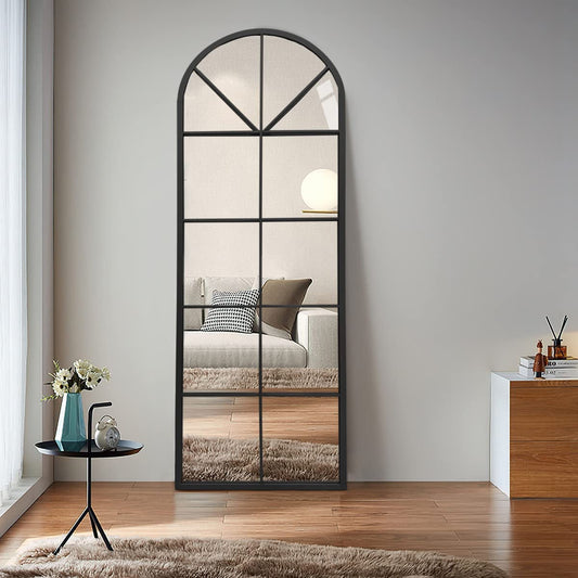 65 By 22 Inch Arched Window Pane Floor Wall Mount Mirror